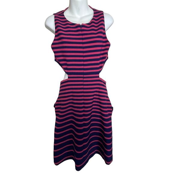 Thakoon Addition Short Sleeve Cut Out Back Dress Pink Navy Blue Style Size 6 - Picture 11 of 16